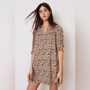 BA&SH Robe Muse Dress In Off White Floral Print